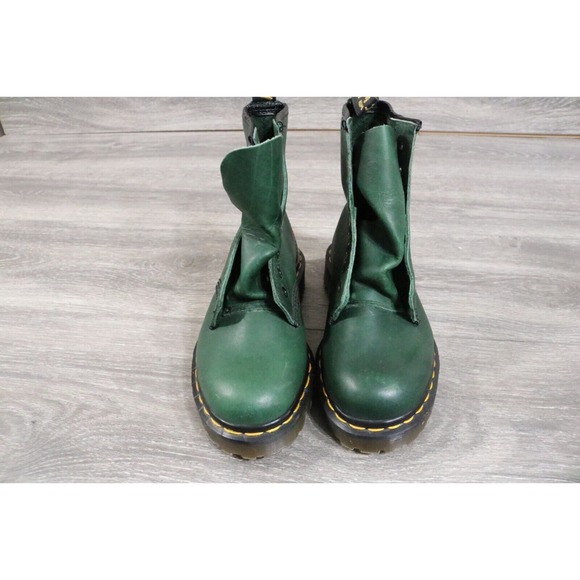 Vintage Dr DOC MARTEN Combat Boots England MIE Green Leather UK 3 US 5 - Picture 6 of 11